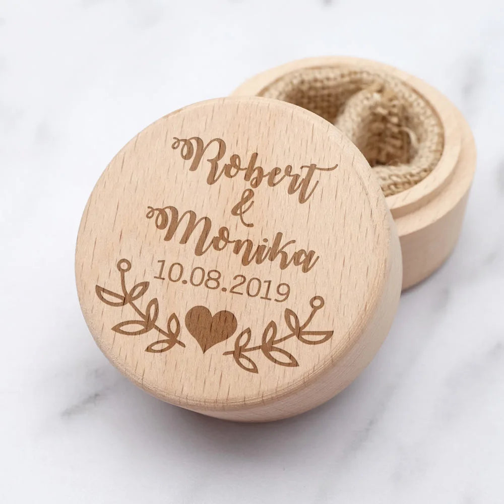 Custom Ring Box Personalized Wedding Ring Bearer Box Proposal Wood Rings Holder Jewelry Organizer Engagement Wedding Decoration