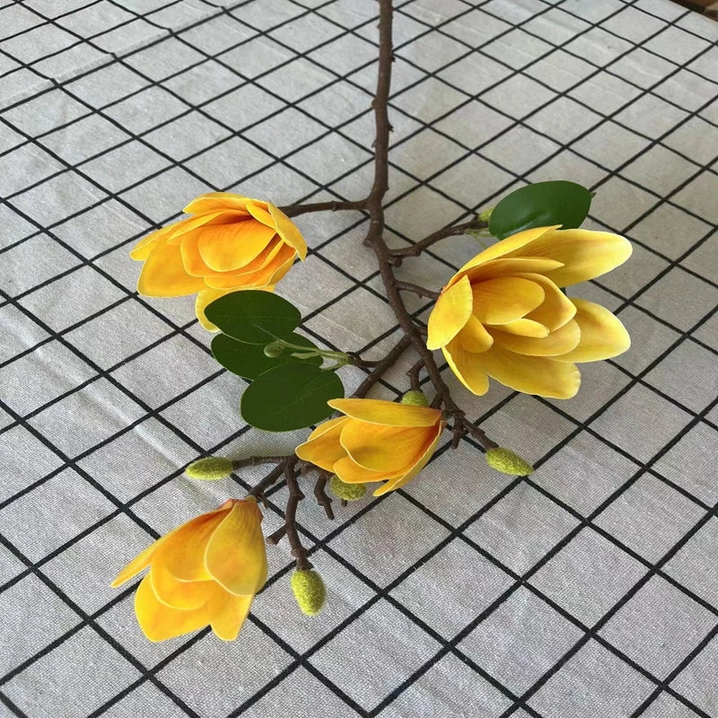 Single branch Artificial Plastic silk Magnolia flowers for Home vase windowsill Wedding Bride Outdoor arch Decoration prop diy