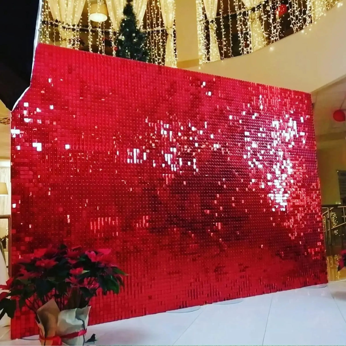 16pcs Champagne Shimmer Wall Backdrop 3D Sequin Panel Backdrop Art Wall Backgroud Cloth Wedding Birthday Party Backdrop Decor