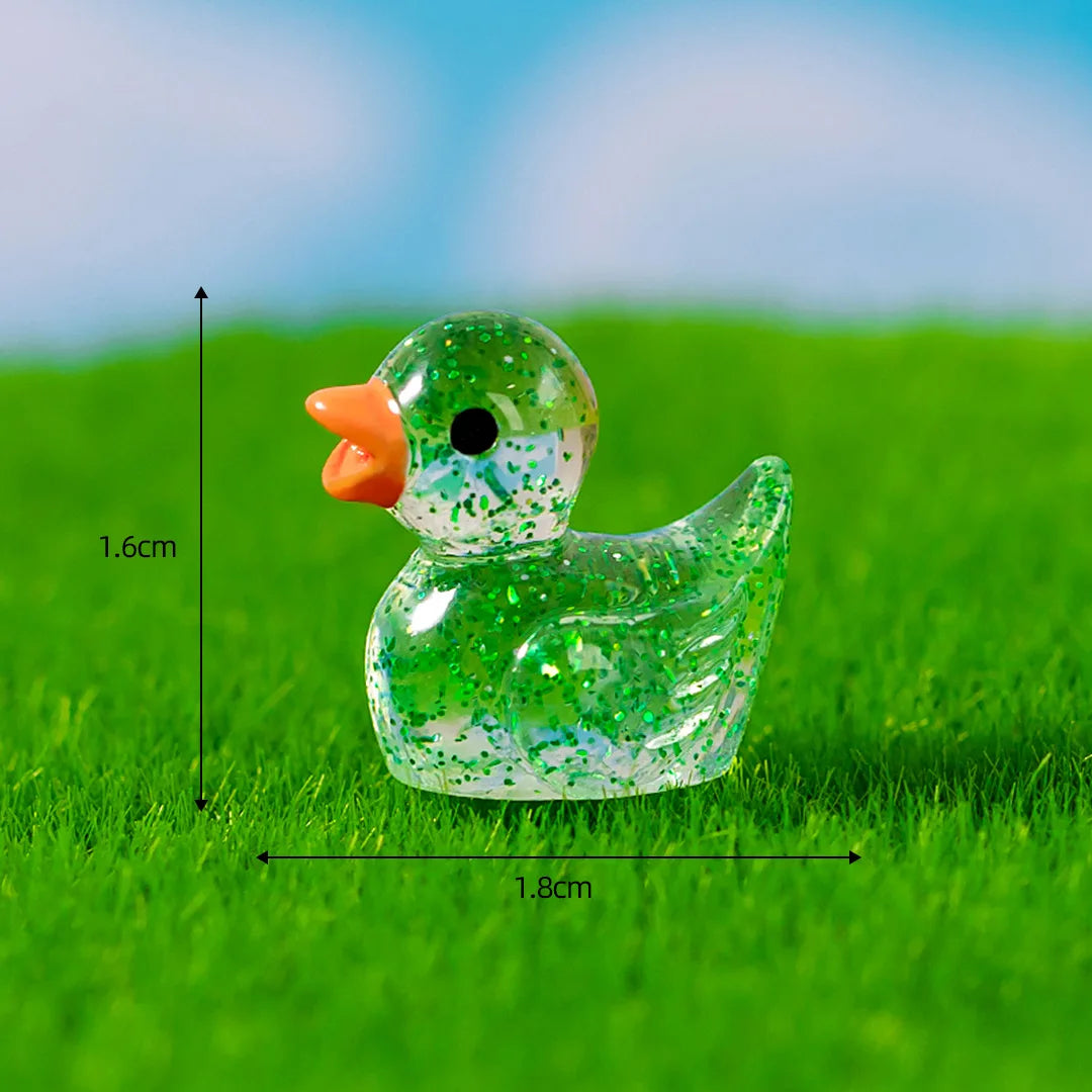 50PCS Mini Ducks Sequin Miniature Duck Resin Desk Decoration Cute Figurines Fairy Garden Accessories Home Decor DIY Doll House