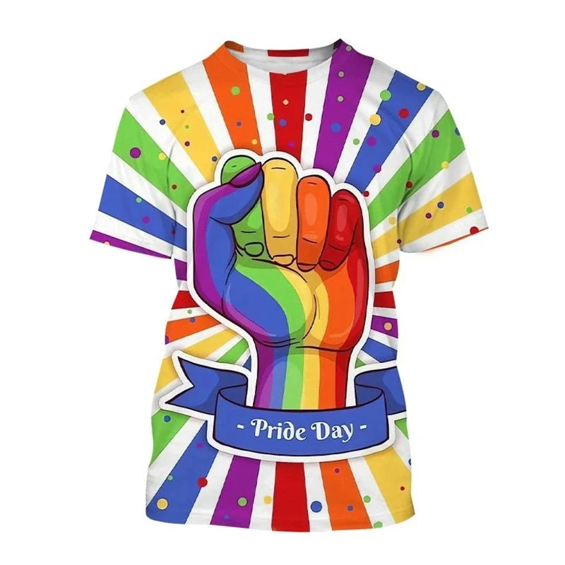 Full Print Happy Pride Day T Shirt For Men Fashion LGBT Graphic Tee Shirts New In Tops & Tees Women Oversized Funny Tshirt Tops