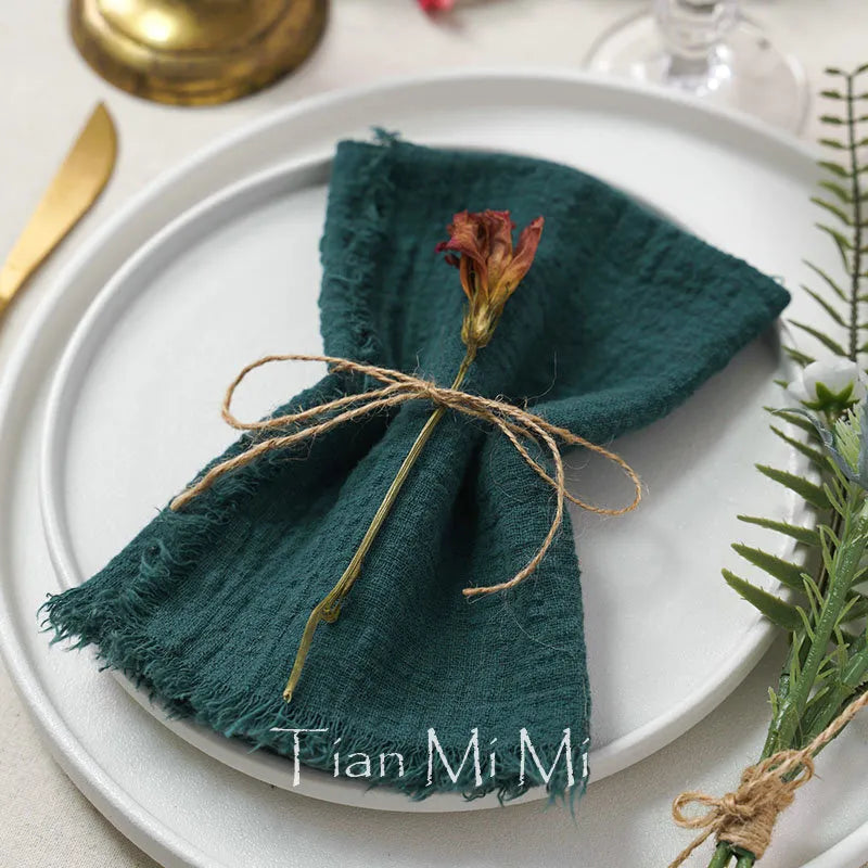 Gauze Cotton Rustic Napkins Elegant and Soft Retro Burr Cloth Linen for Wedding Party Dining Everyday Use Table Decoration