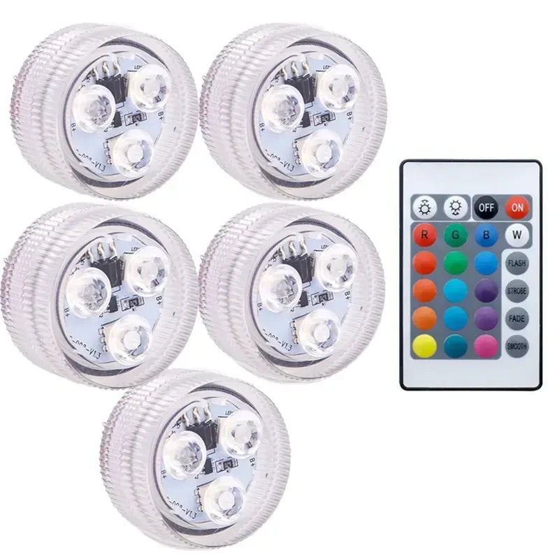 3leds RGB Led Submersible Light Underwater Night Lamp Battery Operated Garden Swimming Pool Light for Wedding Party Vase Bowl