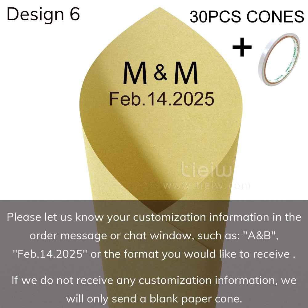 Personalized Wedding Confetti Cones with Names and Date Petal Candy Natural Confetti Customizable for Celebrations Decoration
