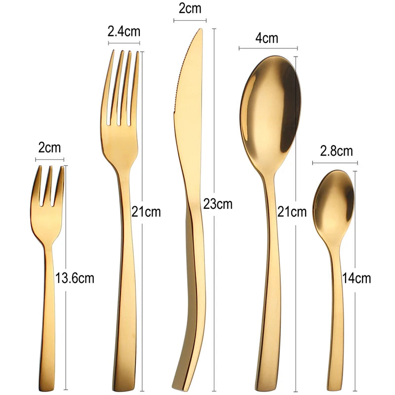 Recommended Top Class Elegant Cutlery 5 In 1 Set Stainless Steel Mirror Polish Delicate Utensils Silverware Dinnerware For Home