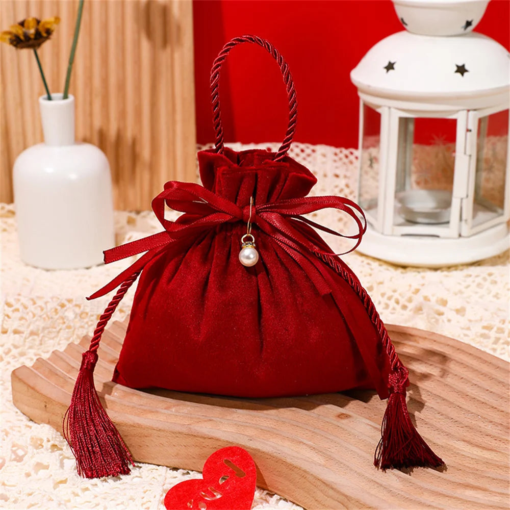 Silk Velvet Drawstring Gift Bag Candy Pouches For Wedding Party Favors Gift Packing Bags Jewelry Organizer Chocolate Candy Bags
