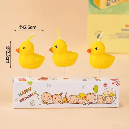 3pcs/set Yellow Duck Candles Birthday Candles Creative Cute Birthday Decoration Candles Children's Day Decorations