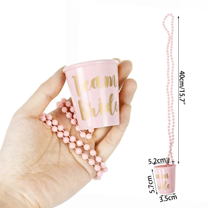 Bachelorette Party Team Bride To Be Cup Plastic Shot Glasses Necklace Beads Accessories Wedding Bridal Shower Hen Party Decor