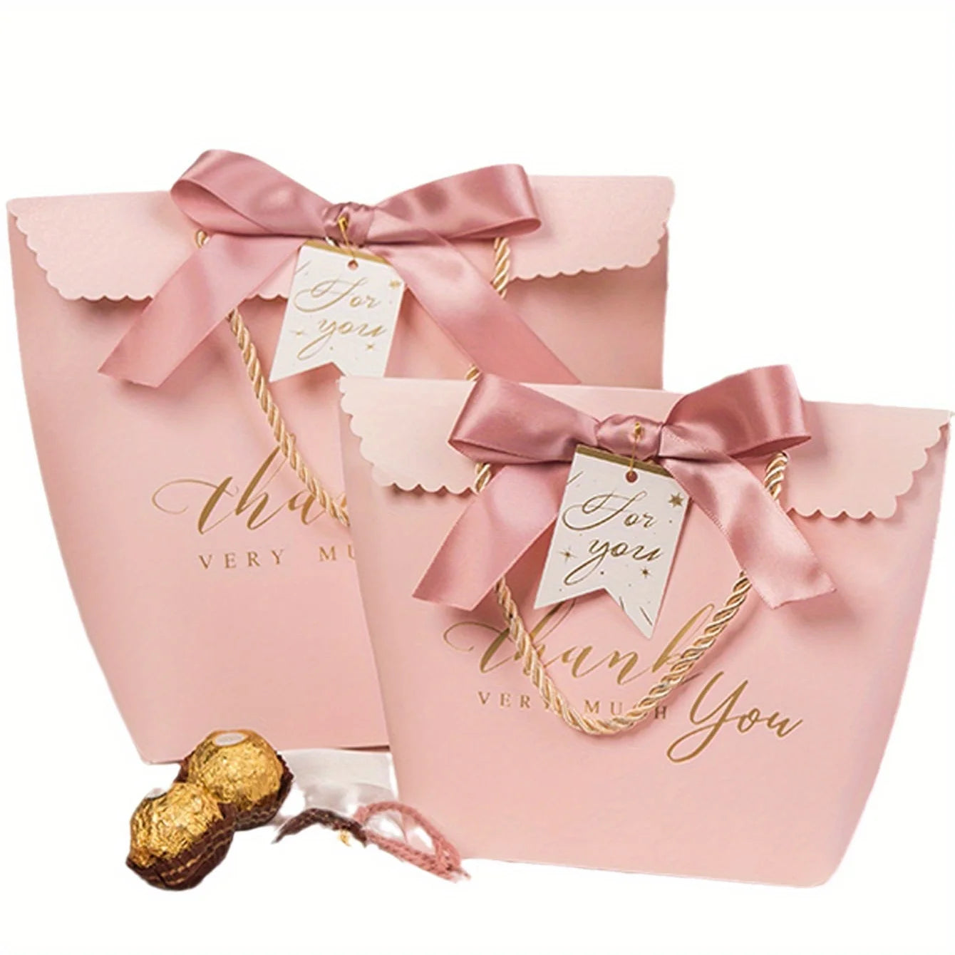 5/10pcs, Pink Thank You Handbag, Valentine's Day Gift Packaging Bags, Thank You Handbag, Hand-held Candy Boxes - Wedding & Party