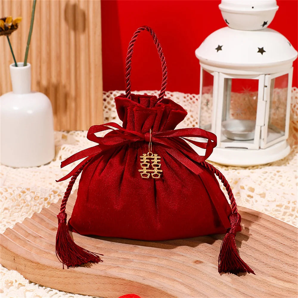 Silk Velvet Drawstring Gift Bag Candy Pouches For Wedding Party Favors Gift Packing Bags Jewelry Organizer Chocolate Candy Bags