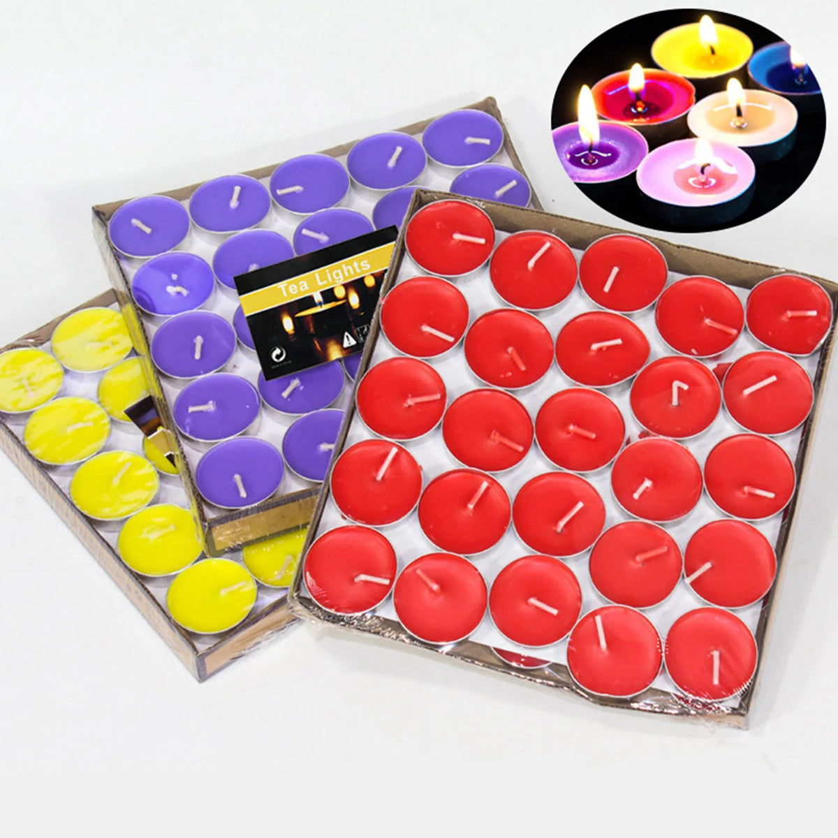 50pcs Round Aromatherapy Candle Birthday Romantic Smokeless Atmosphere Gift Props Wedding Decoration Tea Candle Light Tea Wax