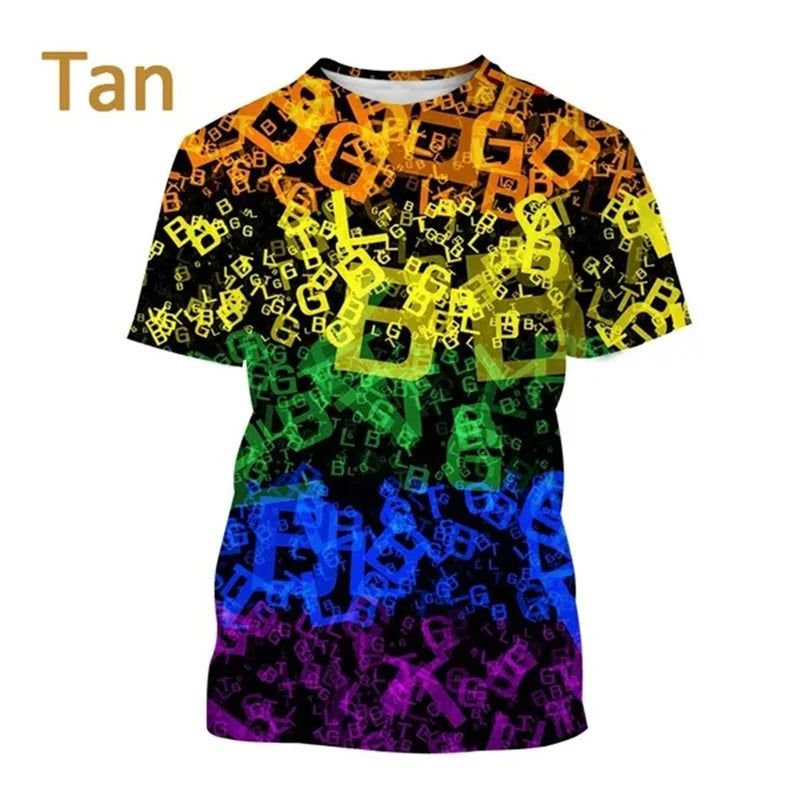 New LGBT Rainbow T Shirt 3D Funny Short Sleeve T Shirt Men And Women LGBTQ Clothing Casual Fashion Print Streetwear Tops Clothes