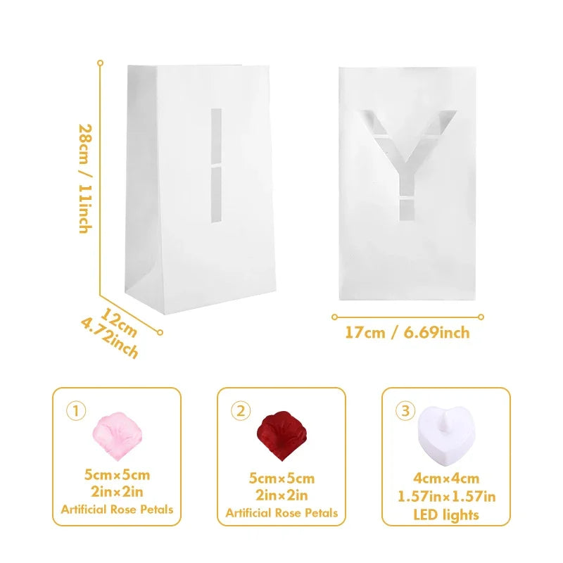 Will You Marry Me Proposal Decoration Paper Bag With LED Candle For Wedding Proposals Anniversary Decorations and Celebration