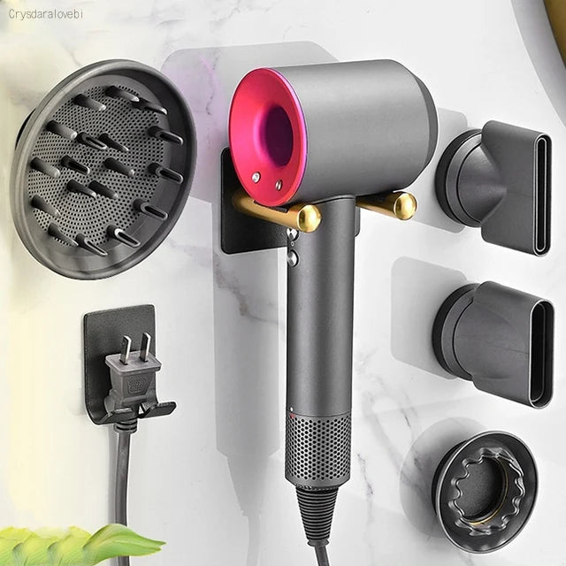 Bathroom Hairdryer Holder Black Gold Storage Rack Wall Mounted  Dryer and Hair Curler Shelf For Dyson Supersonic Hair Dryer Rack