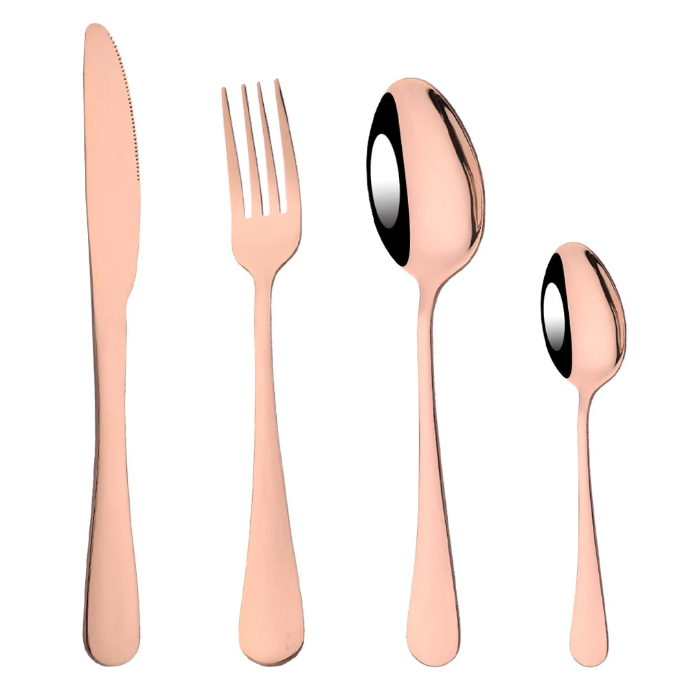 Promotion Dinnerware Set Stainless Steel Colorful Rainbow Gold Knife Fork Teaspoon Dishwasher Safe Silverware Set Cutlery Box