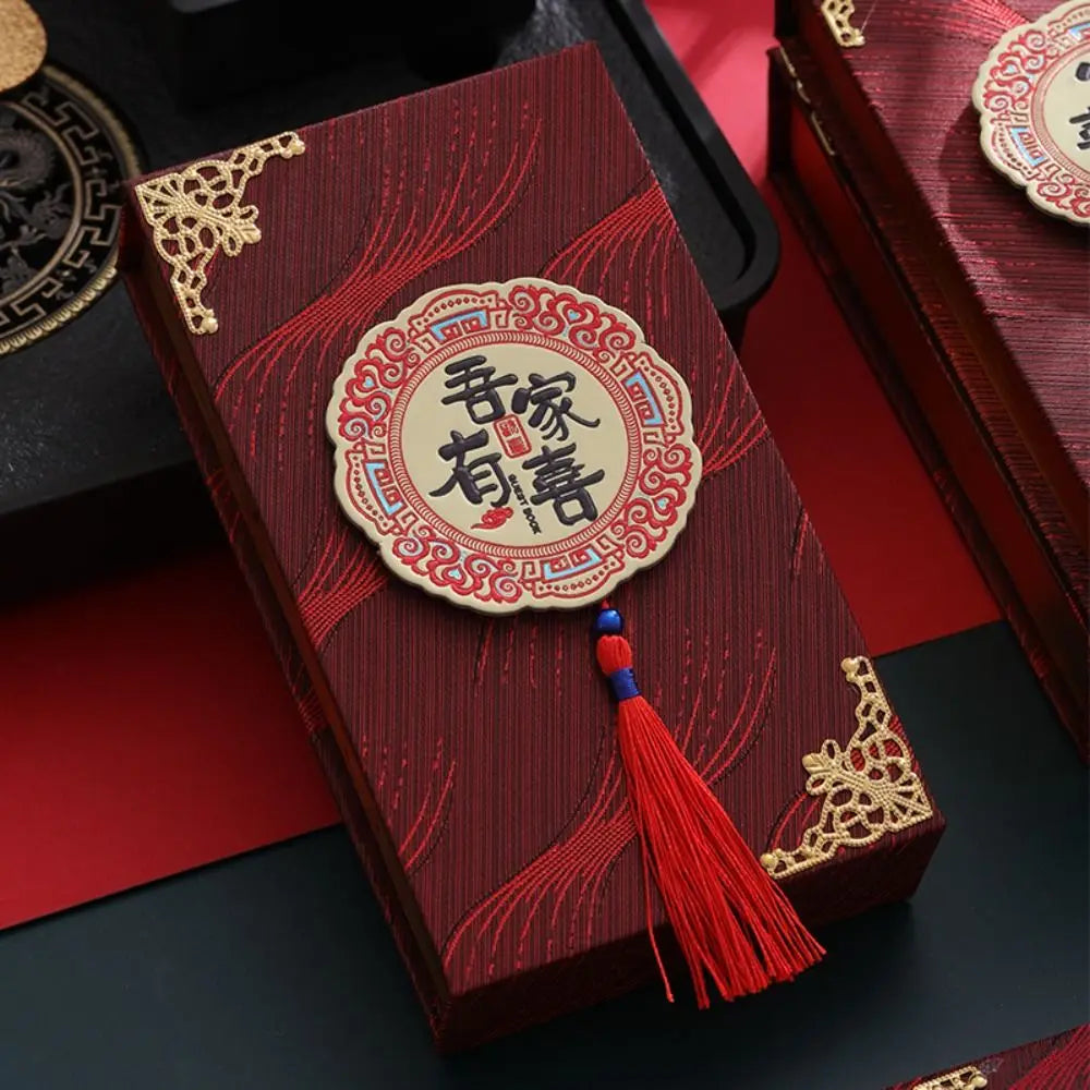 Chinese Wedding Gifted Box High-end Best Wishes Money Pocket Simple Traditional Blessing Red Envelop