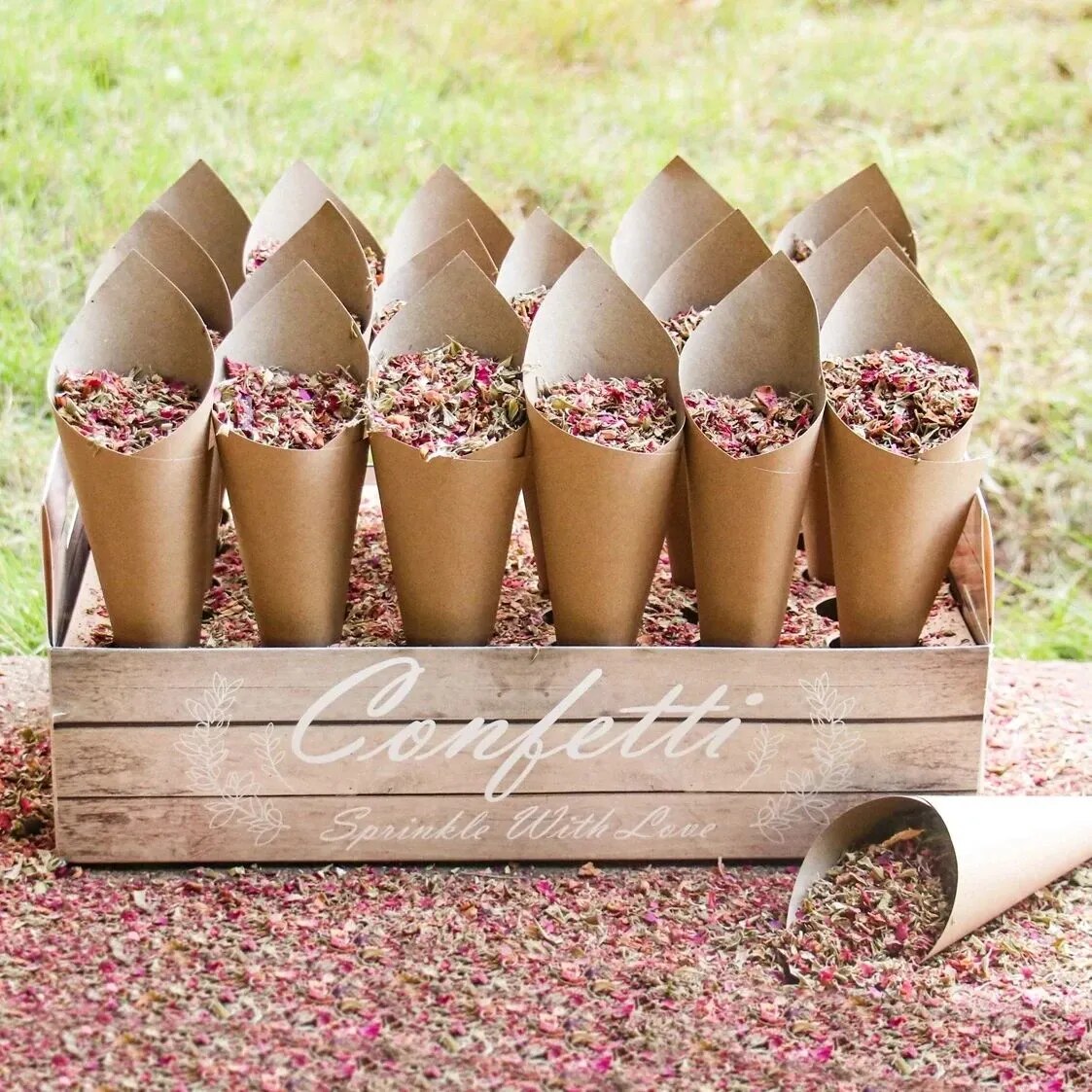 Wedding Kraft Paper Tray Confetti Cone Stand Box Tray For Wedding Decoration Flower Confetti Cones Rustic Wedding Paper Holder