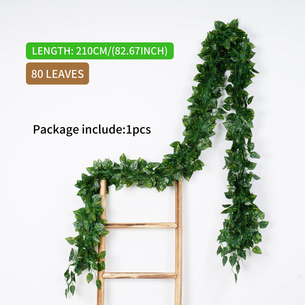 1 piece 2.1M Home Decor Artificial Ivy Leaf Garland Plants Vine Fake Foliage Flowers Creeper Green 80pcs leaf Ivy Wreath