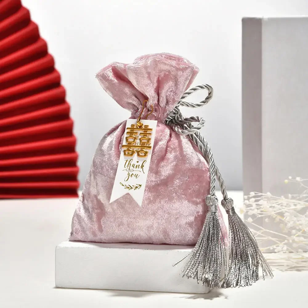 Luxury Packing Drawstring Velvet Pouch Sachet Gift Bag For Jewelry Wedding Candy Boxes With Pearl String Decor Favors Bags