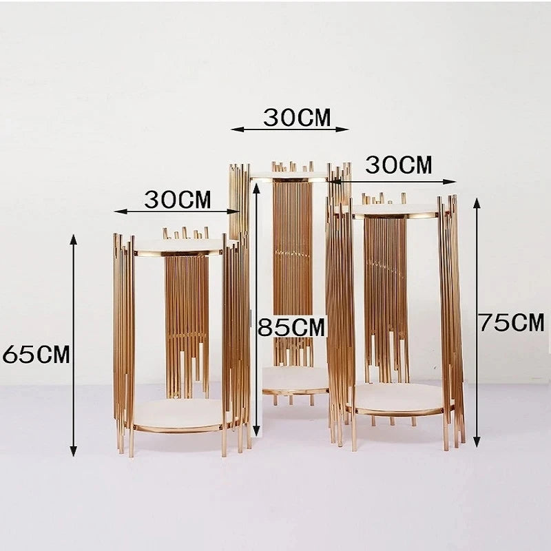 3pcs Luxury Grand Event Column Acrylic Holder Plinth Dessert Table Wedding Birthday Cake Cookie Food Chocolate Display Stand