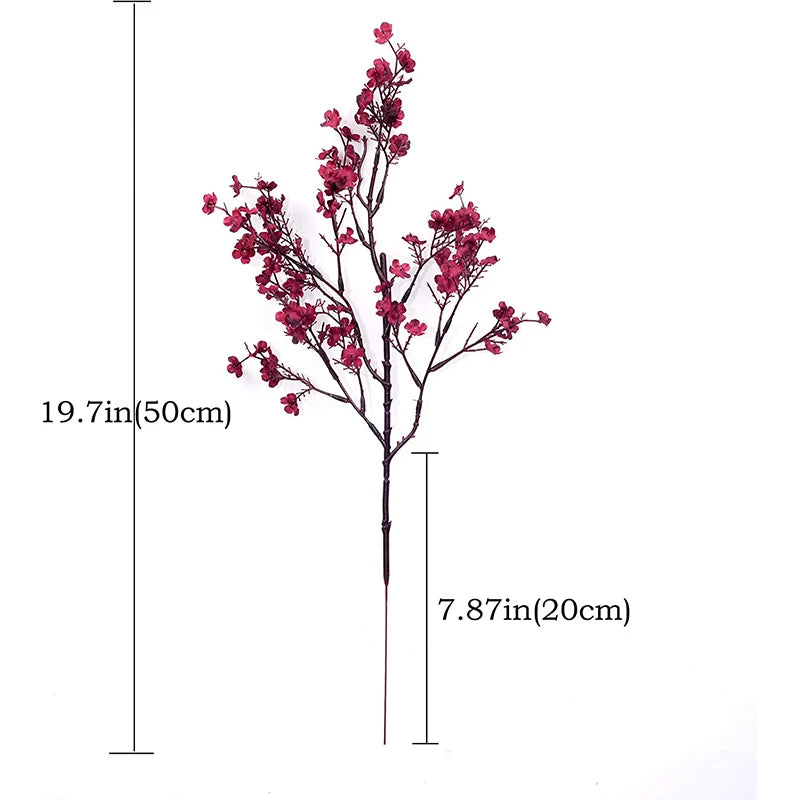 White Artificial Flowers Cherry Blossoms Gypsophila Fake Plants DIY Wedding Bouquet Vases for Home Decor Faux Christmas Branch