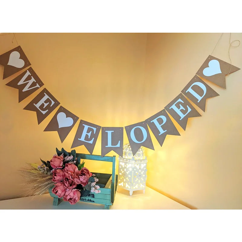 JUST MARRIED Wedding Banner Set Bridal Shower and Engagement Photo Prop Car Decorations
