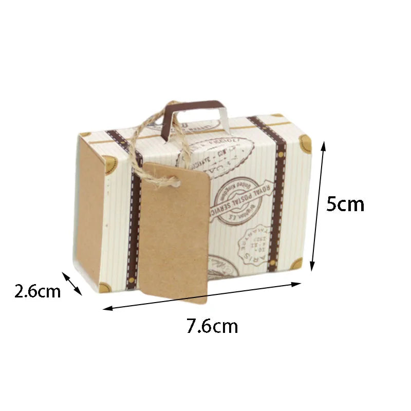 10/20/50pcs Mini Travel Suitcase Candy Box Kraft Paper Chocolate Favor Gift Box Packaging Bag Wedding Birthday Party Decoration