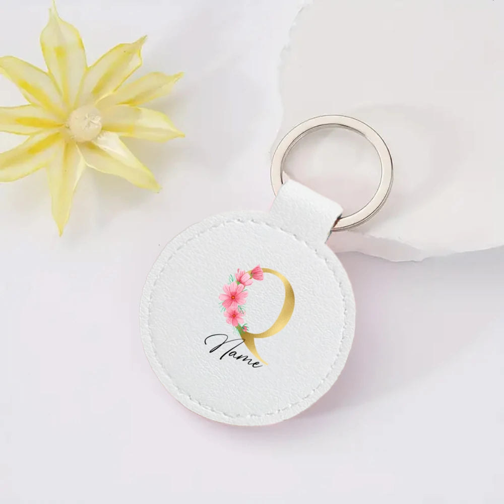 Personalized Keyring Pendant Initial with Name Key Chain Leather Key Ring Mobile Phone Bag Jewelry Accessories Best Gift for Her