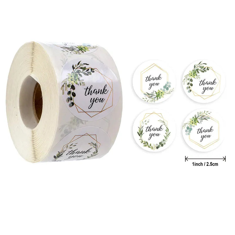 500pcs Round Labels Kraft Paper Thank You Sticker Dragees Candy Bag Flower Gift Box Cake Boxes and Packaging Wedding Stickers