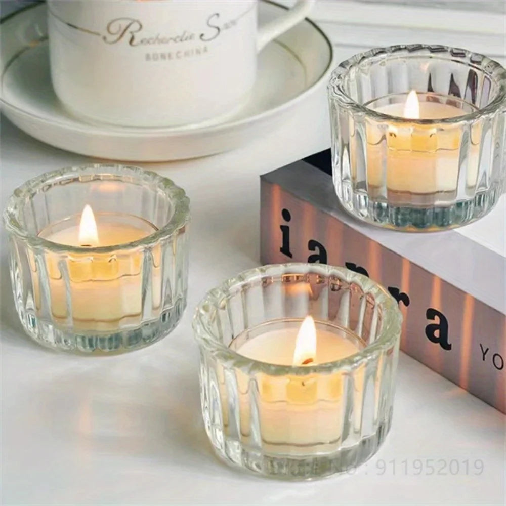 1pc Tealight Candle Holders Thick Clear Glass Tea Light Holder Bulk Votive Candle Holders for Wedding Table Decor Candle Holder