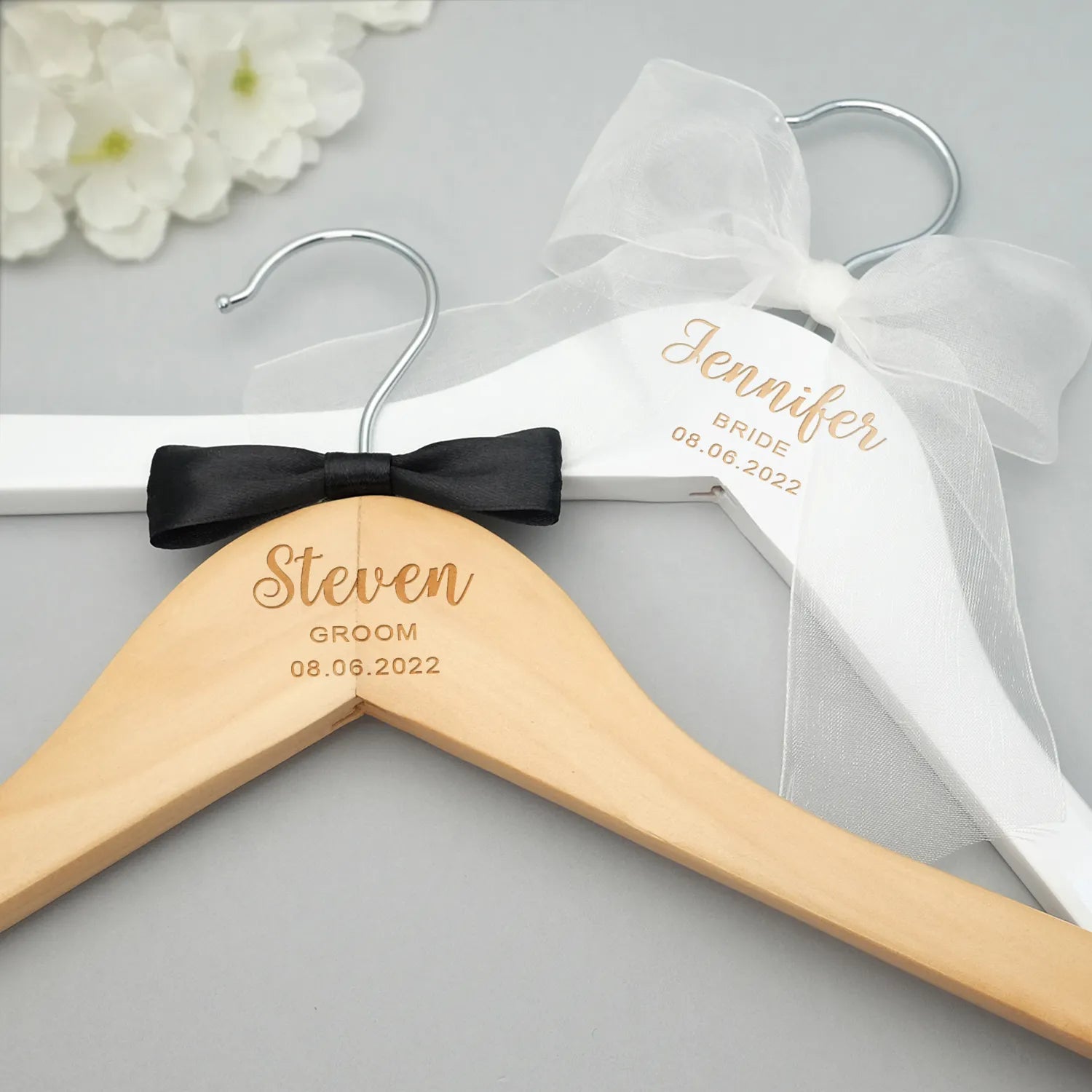 Personalized Wedding Hanger Custom Bridal Hanger Bridal Shower Gift Wedding Dress Hanger Wood Hanger Bridesmaid Groomsmen Hanger