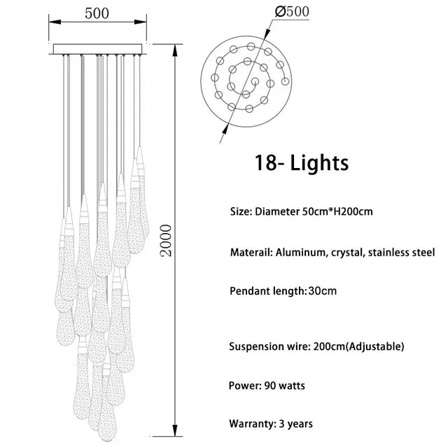 2024 New Modern LED Crystal Chandelier Lustre Restaurant Bar compound Stair Light Living Room Bedroom Lighting Art Lighting