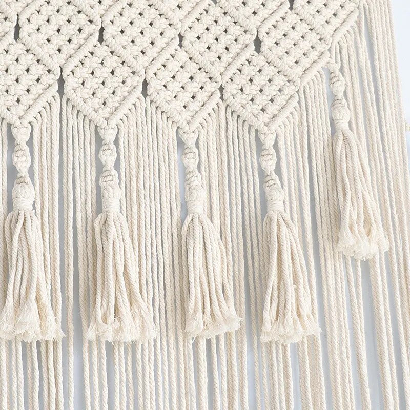 Hand-woven Macrame Cotton Door Curtain Tapestry Wall Hanging Art Tapestry Boho Decoration Bohemia Wedding Backdrop Tapestry Gift