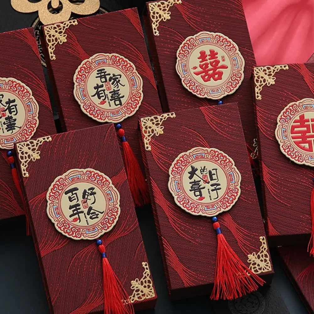 Chinese Wedding Gifted Box High-end Best Wishes Money Pocket Simple Traditional Blessing Red Envelop