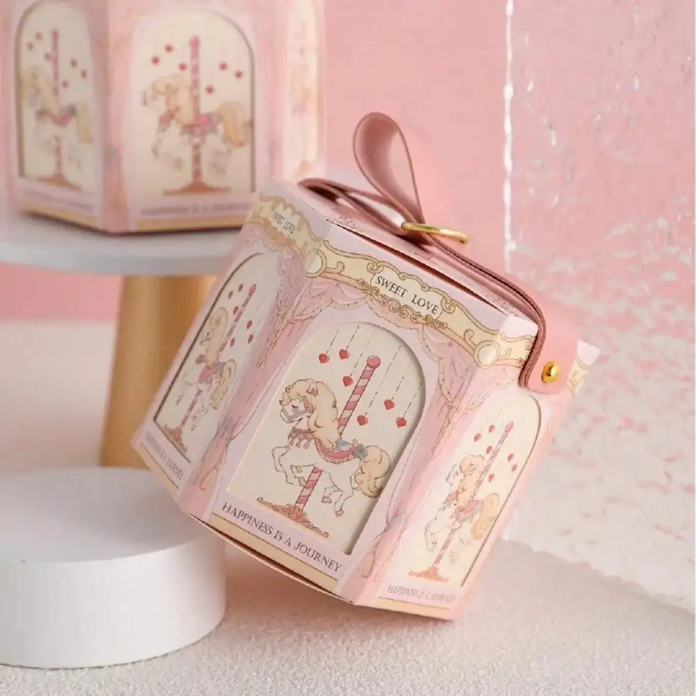 10pcs Carousel Candy Gift Boxes Packaging Wedding Birthday Party Favor Bags Baby Shower Christmas Present Case Supplies