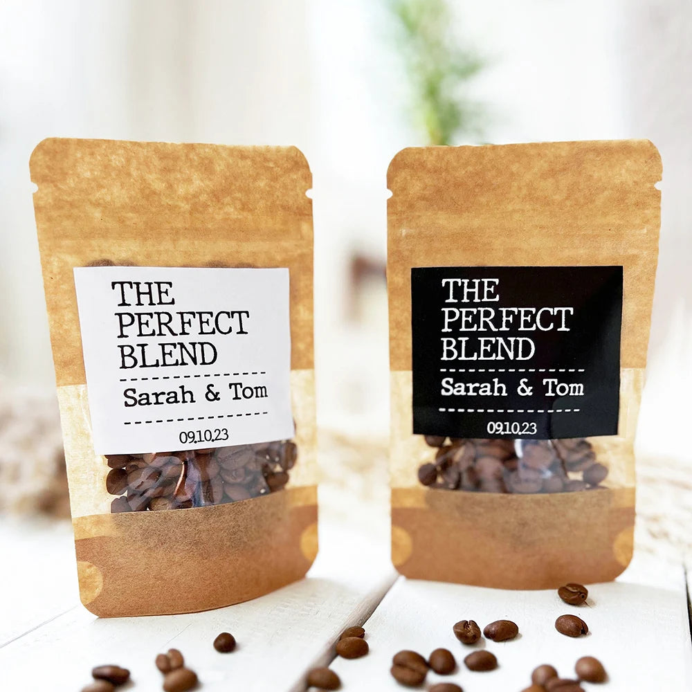Custom 30pcs DIY Kraft Blend Coffee Bags Wedding Party Personalised Gift Resealable Coffee Chocolate Bean Storage Pouches