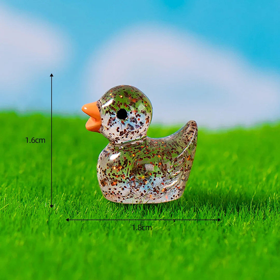 50PCS Mini Ducks Sequin Miniature Duck Resin Desk Decoration Cute Figurines Fairy Garden Accessories Home Decor DIY Doll House