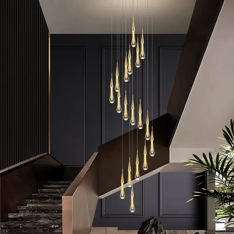2024 New Modern LED Crystal Chandelier Lustre Restaurant Bar compound Stair Light Living Room Bedroom Lighting Art Lighting