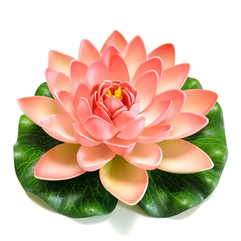 10/17/28/40/60cm Lotus Artificial Flower Floating Fake Lotus Plant Lifelike Water Lily Micro Landscape for Pond Garden Decor