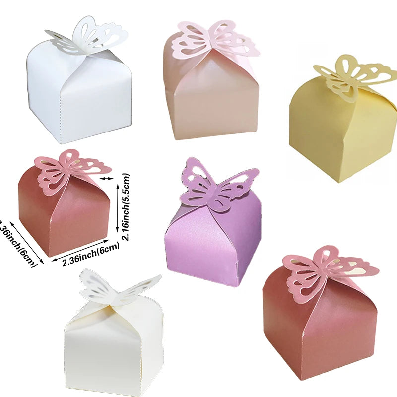 20/30/50PCS Colorful Butterfly Dragees Box Giveaways Favors and Gifts Chocolate Box Packaging Box Wedding Gift Boxes for Guests