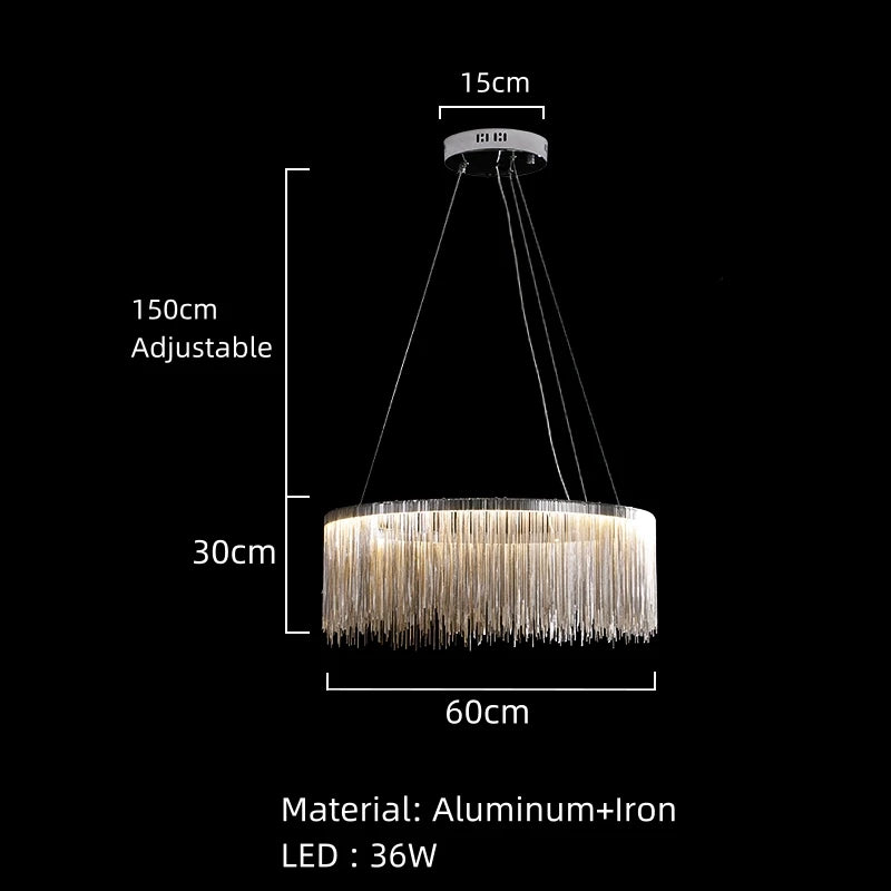 Beautiful Art Deco Pendant Light Aluminum Chain For Parlor Bedroom Restaurant Hanging Lamp Dropshipping Silver Metal