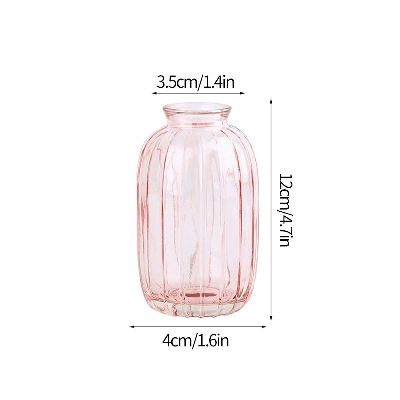 Transparent Glass Vase Retro Class Vase Pot Nordic Flower Bottle Retro Plants Glass Jar Wedding Decoration Home Decor florero