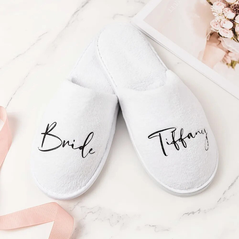 Personalized Wedding Bachelorette Bridal Shower Proposal Party Slippers Bride Bridesmaid Slipper Custom Wedding Gift