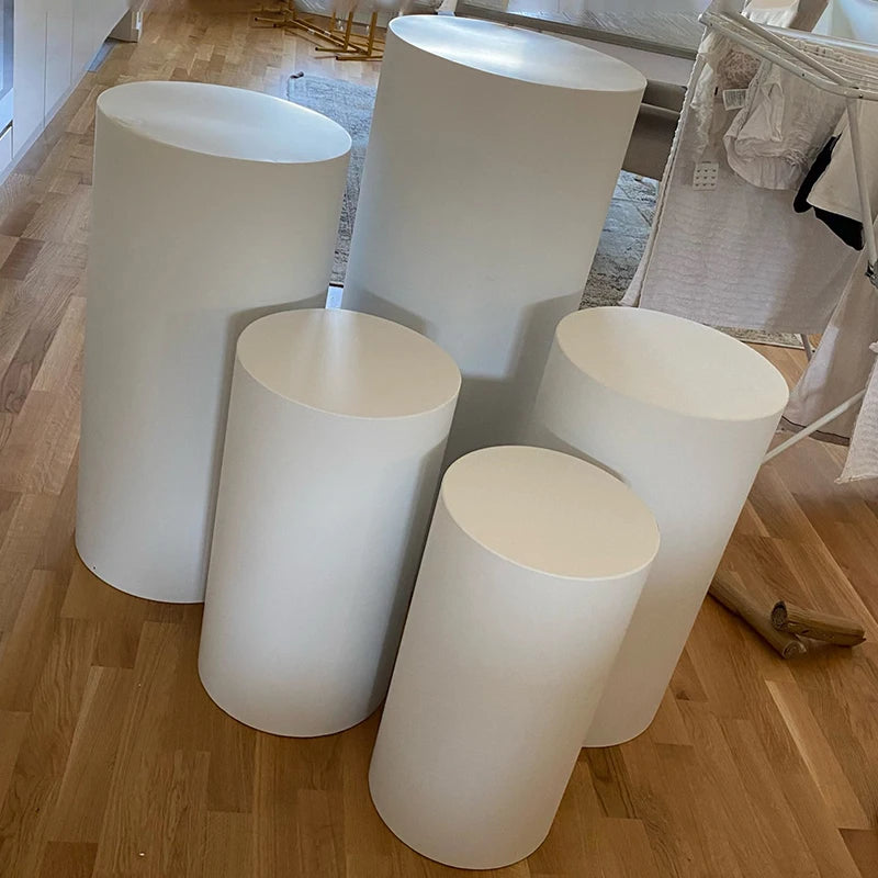 Cylinder Dispaly Pedestal Stand White 3/5pcs White Party Cake Pedestal Iron Circular Column For Wedding Decoration