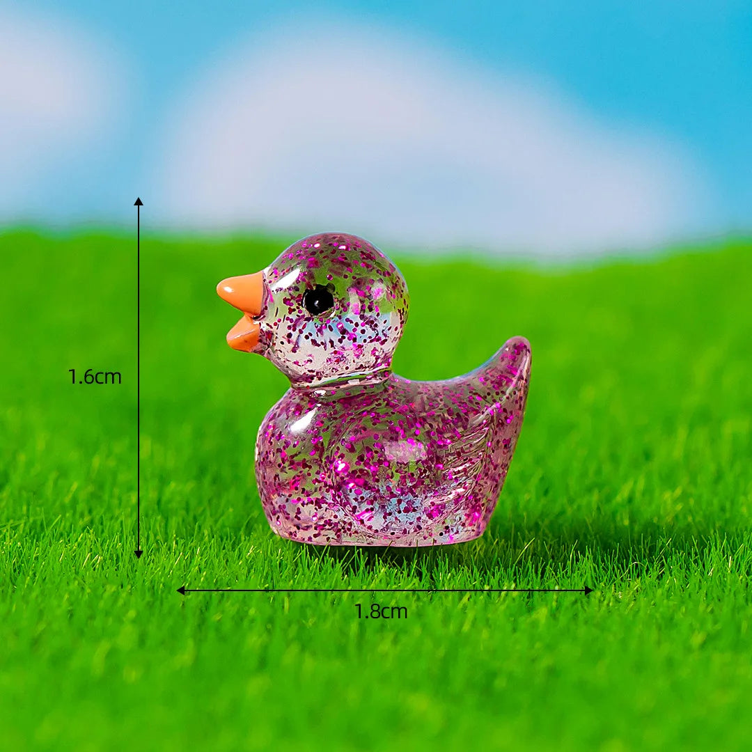 50PCS Mini Ducks Sequin Miniature Duck Resin Desk Decoration Cute Figurines Fairy Garden Accessories Home Decor DIY Doll House