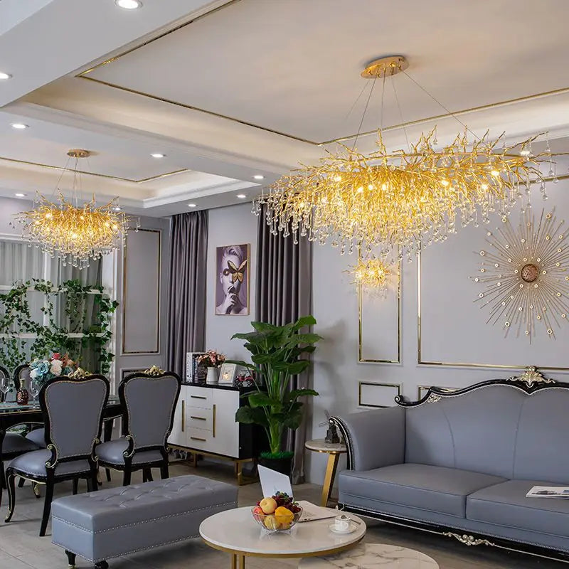 Modern Luxury LED Crystal Chandeliers Crystal Hanging LED Pendant Lights for Bedroom Kitchen Dining Living Suspension Lamp
