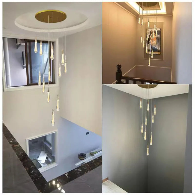 2024 New Modern LED Crystal Chandelier Lustre Restaurant Bar compound Stair Light Living Room Bedroom Lighting Art Lighting