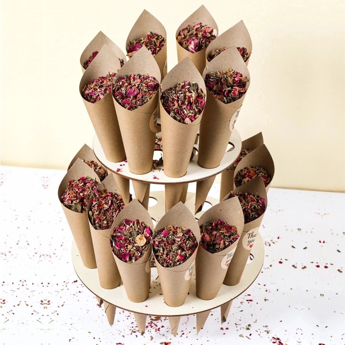 Wedding Confetti Cones Holder Stand Support for Wedding Cones Kraft Paper Wedding Decorations Supplies Confetti Tray Cone