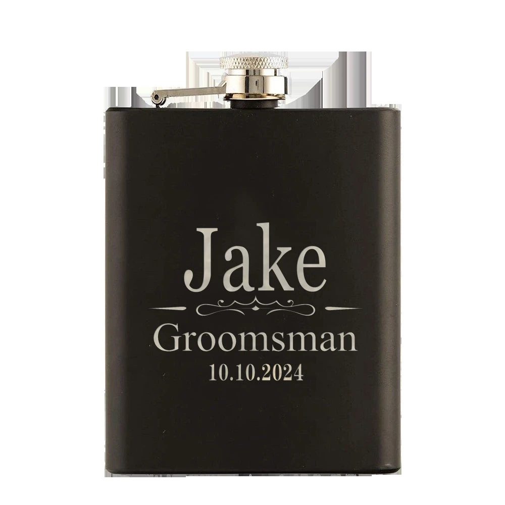 Personalized Groomsmen Flask Groomsman Gifts Wedding Party Present Best Man Proposal Gift for Men Bridal Party Engrave Hip Flask