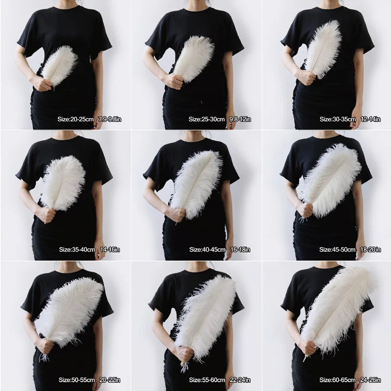 10PCS 15-60cm Big Ostrich Feathers White Ostrich Feather Plumes Carnaval Table Centerpieces Party Wedding Accessories Decoration